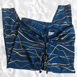 Nike Blue Leggings with Gold Accents